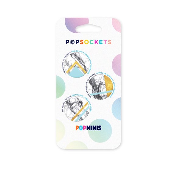 Universal POPSOCKET PopMinis White gold Marble 3 Pack Removable Phone Grip Stand - Picture 1 of 12